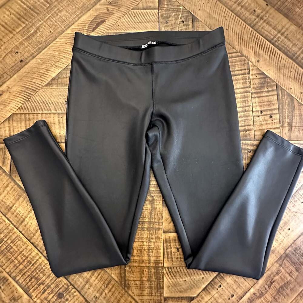 Express Women's Black Faux Leather High-Waisted Leggings